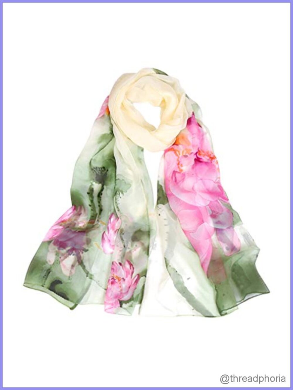 Floral Chiffon Sheer Shawl Wrap Scarf Lightweight Multi-Way